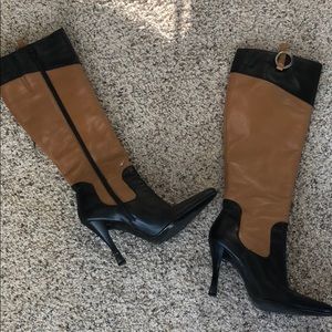 Beautiful leather heeled two tone boots